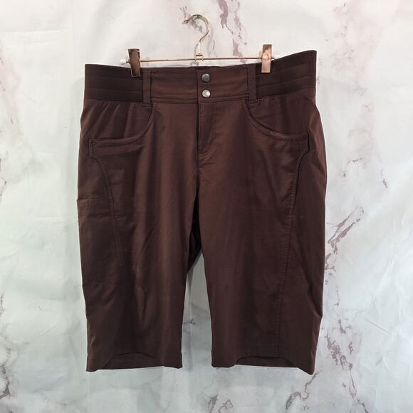 Title Nine Shorts Womens 14 Brown Recycled Clamber 10 Inch Bermuda Elastic - Picture 1 of 11